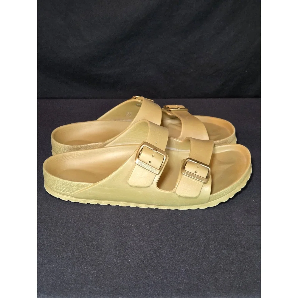 Birkenstock Arizona Birko Flor‎ Sandals Gold Metallic Unisex Size 42 EU 9 US Men